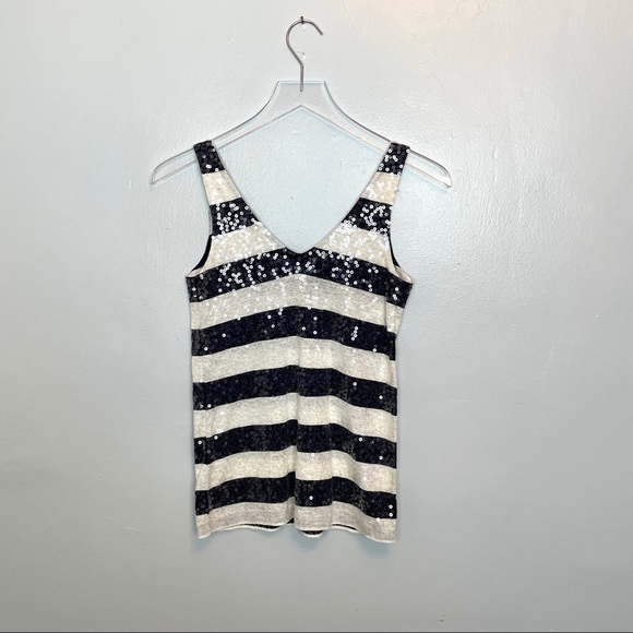 J. Crew Factory Navy/White Sequined Tank Top XXS - Picture 9 of 12